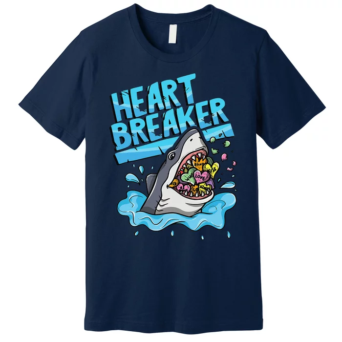 Heartbreaker Shark Eating Hearts Valentine's Day Premium T-Shirt