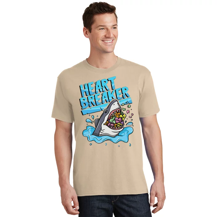 Heartbreaker Shark Eating Hearts Valentine's Day T-Shirt