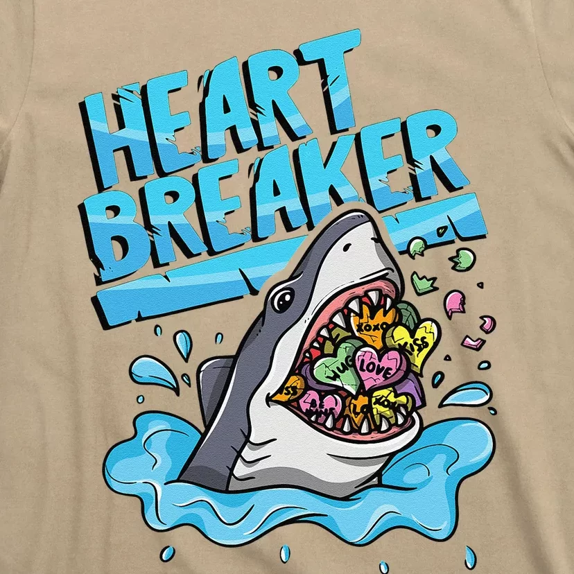 Heartbreaker Shark Eating Hearts Valentine's Day T-Shirt