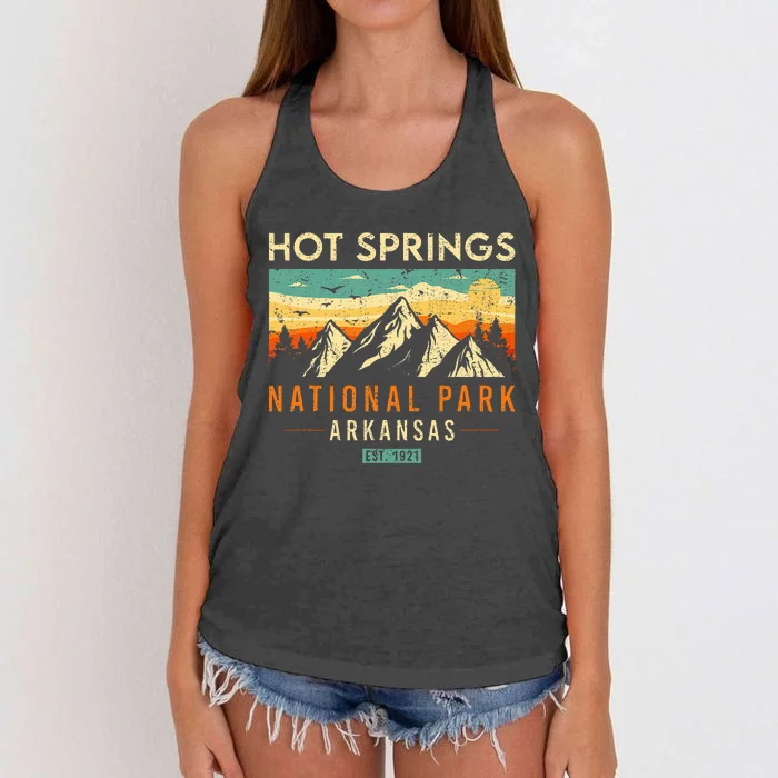 Hot Springs Est. 1921 Retro Arkansas National Park Women's Knotted Racerback Tank