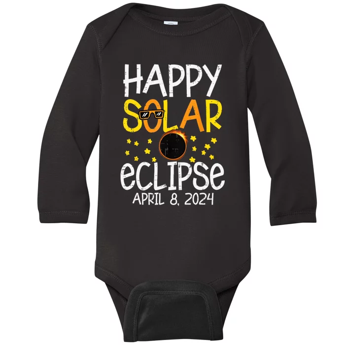 Happy Solar Eclipse April 8 2024 04 08 24 Baby Long Sleeve Bodysuit