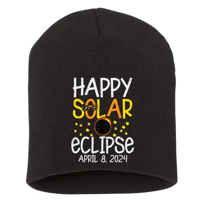 Happy Solar Eclipse April 8 2024 04 08 24 Short Acrylic Beanie