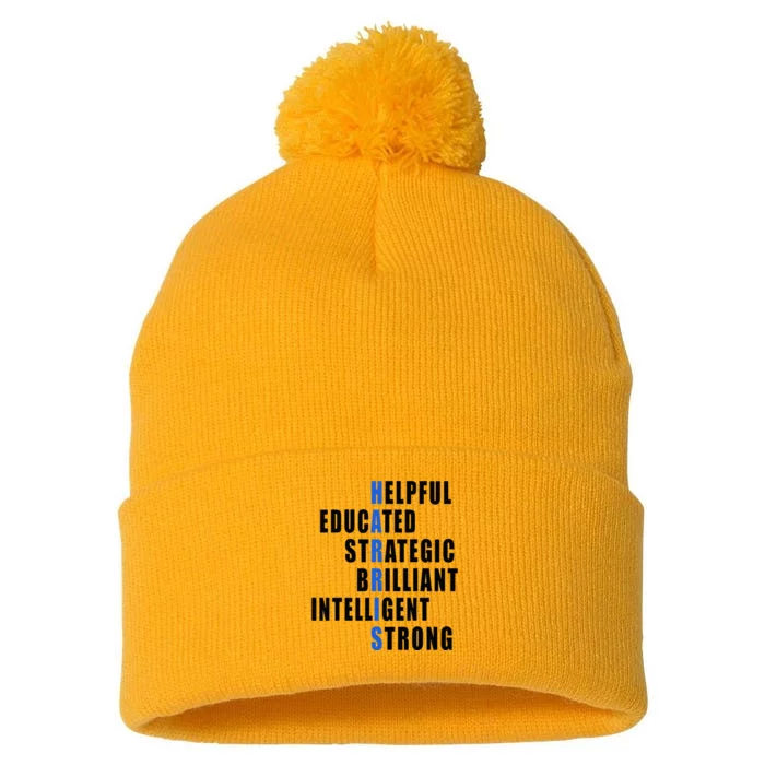 Harris Strong Educated Brilliant Strategic 2024 Election Pom Pom 12in Knit Beanie