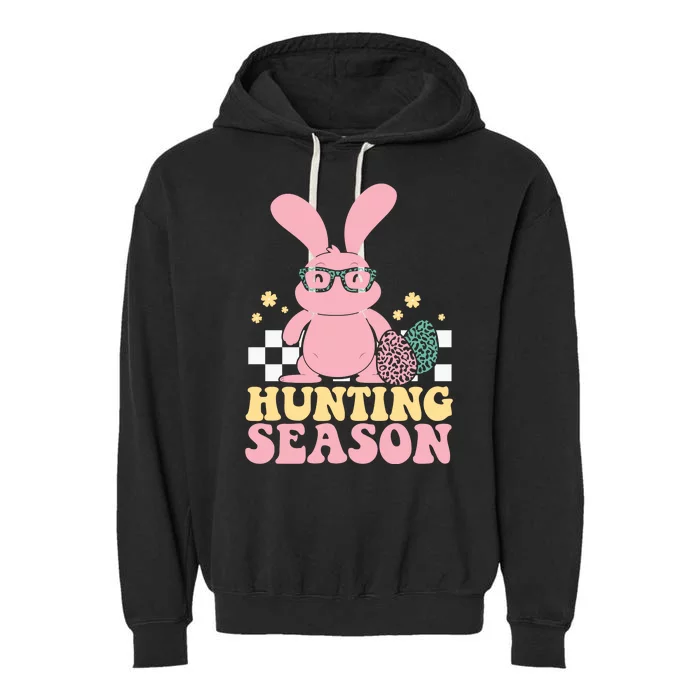 Hunting Season Easter Eggs Bunny Holiday Garment-Dyed Fleece Hoodie