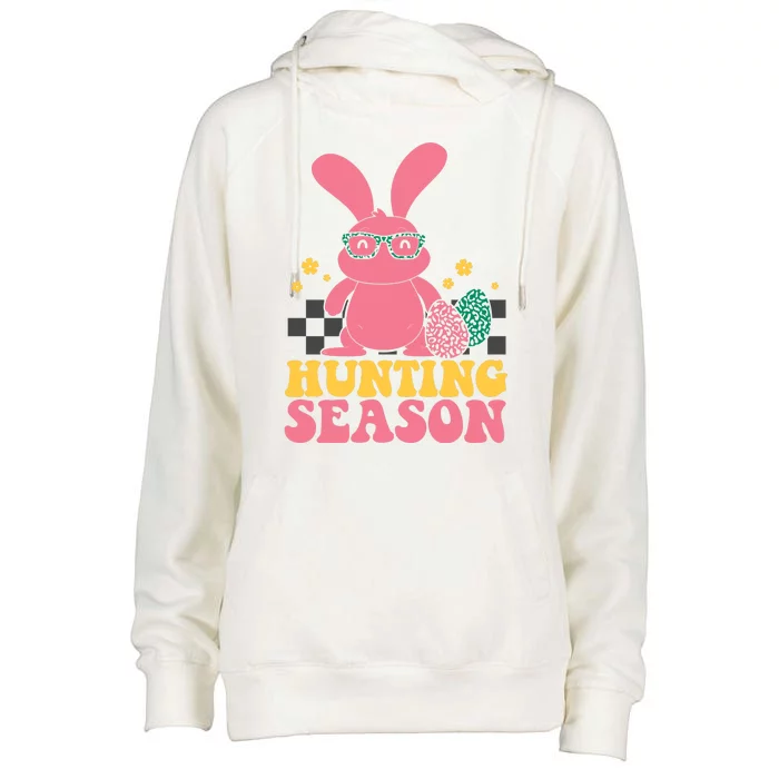 Hunting Season Easter Eggs Bunny Holiday Womens Funnel Neck Pullover Hood