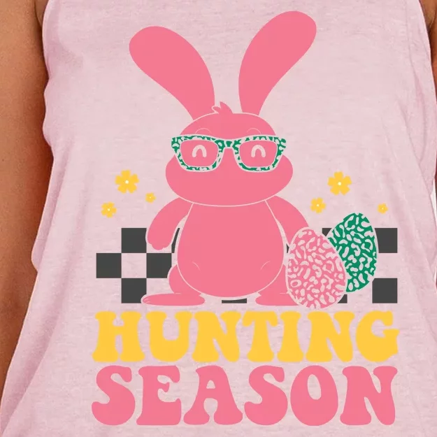 Hunting Season Easter Eggs Bunny Holiday Women's Knotted Racerback Tank