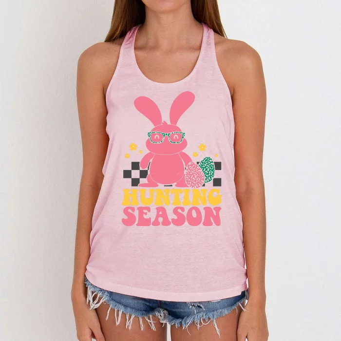 Hunting Season Easter Eggs Bunny Holiday Women's Knotted Racerback Tank