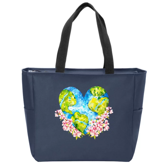 Heart Shape Earth Day Everyday Planet Design Zip Tote Bag