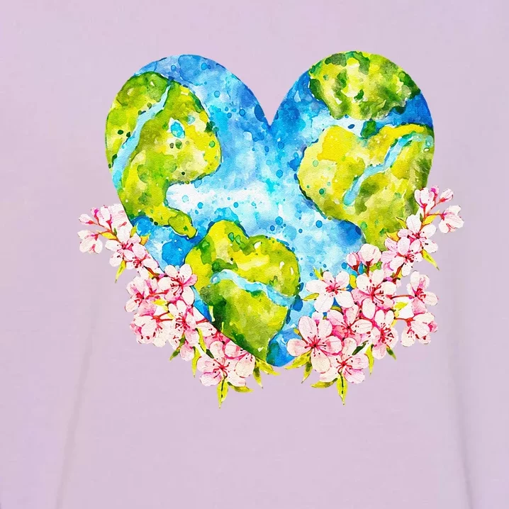 Heart Shape Earth Day Everyday Planet Design Garment-Dyed Sweatshirt