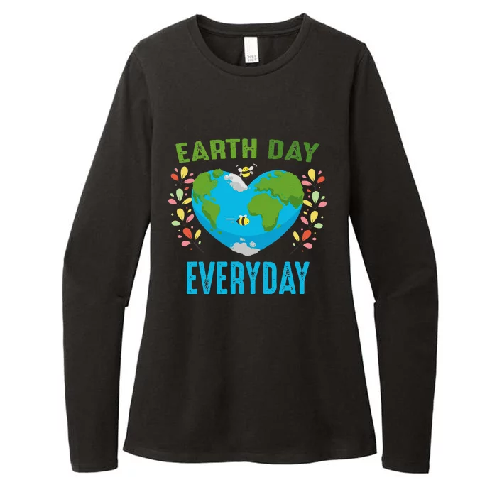 Heart Shaped Earth Day Everyday Bees World Environment Day Womens CVC Long Sleeve Shirt