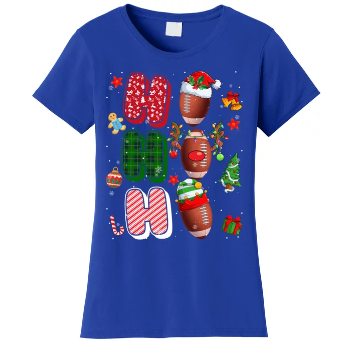 Hohoho Santa Elf Reindeer Football Ball Xmas Light Christmas Gift Women's T-Shirt