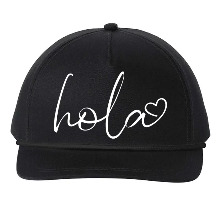 Hola Script Espanol Spanish Hello Love Heart Sayings Quote Snapback Five-Panel Rope Hat