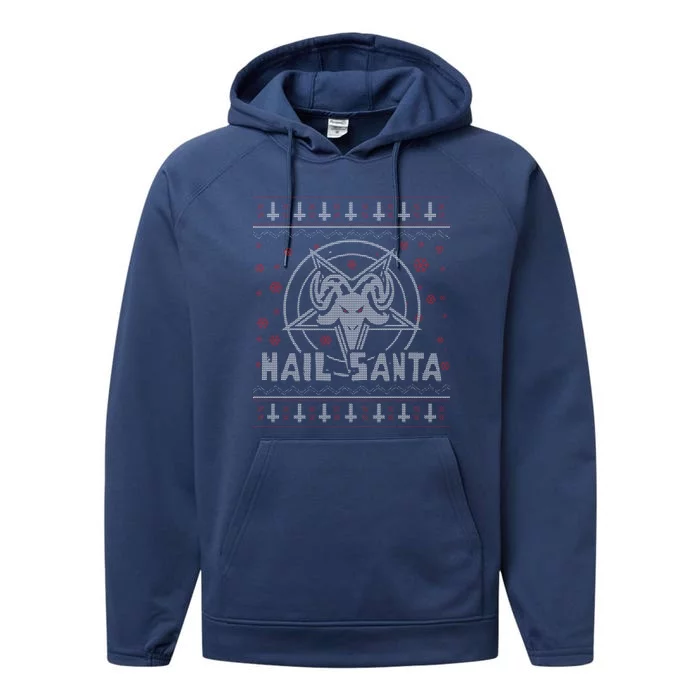 Hail Santa Evil Funny Ugly Christmas Sweater Great Gift Performance Fleece Hoodie