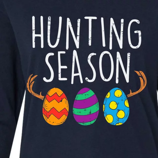 Hunting Season Eggs Deer Funny Easter Day Egg Hunt Hunter Womens Cotton Relaxed Long Sleeve T-Shirt