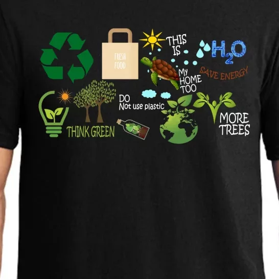 H2o Save Energy Think Green More Trees Fresh Food Earth Day Gift Pajama Set