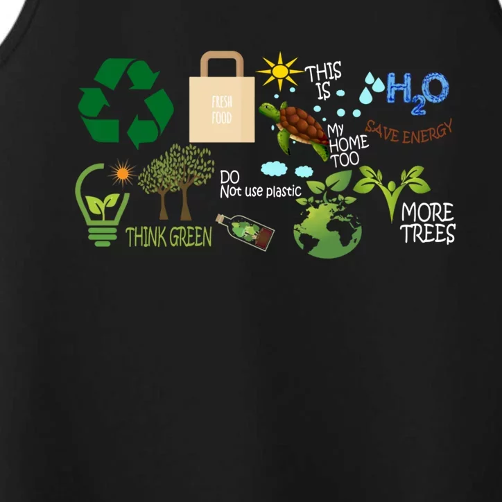 H2o Save Energy Think Green More Trees Fresh Food Earth Day Gift Performance Tank