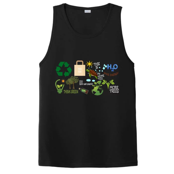 H2o Save Energy Think Green More Trees Fresh Food Earth Day Gift Performance Tank