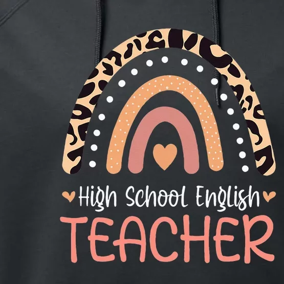 High School English Teacher Leopard Rainbow Appreciation Performance Fleece Hoodie