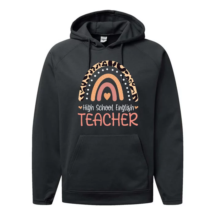 High School English Teacher Leopard Rainbow Appreciation Performance Fleece Hoodie