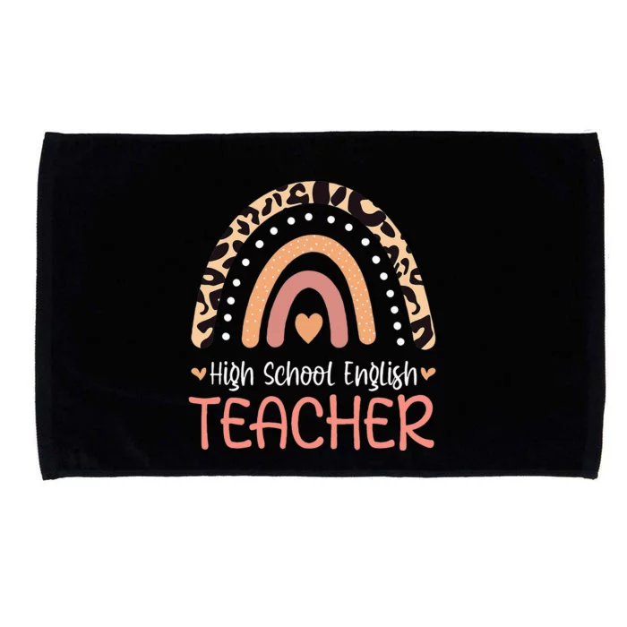 High School English Teacher Leopard Rainbow Appreciation Microfiber Hand Towel