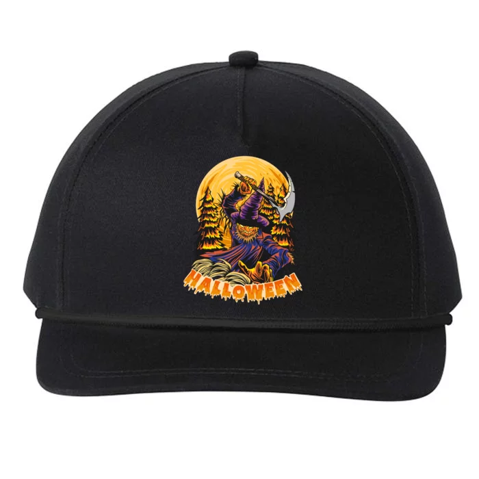 Halloween Scary Evil Pumpkin Snapback Five-Panel Rope Hat