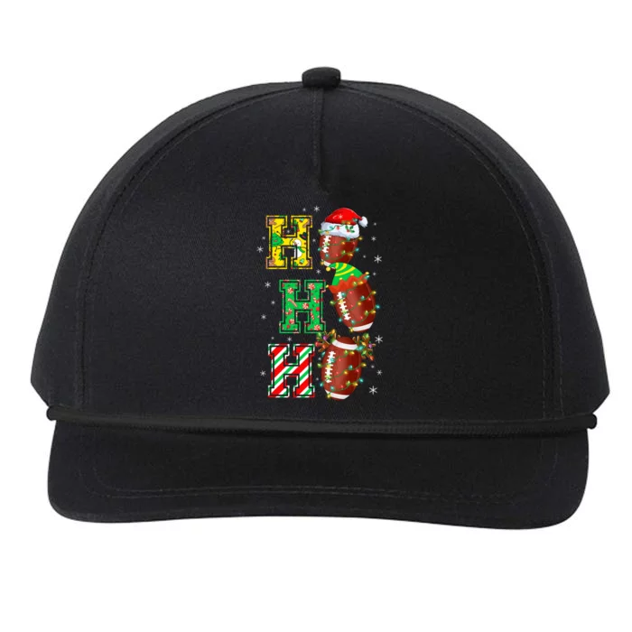 Hohoho Santa Elf Reindeer Football Balls And Christmas Lights Meaningful Gift Snapback Five-Panel Rope Hat