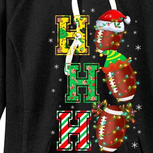 Hohoho Santa Elf Reindeer Football Balls And Christmas Lights Meaningful Gift Women's Fleece Hoodie