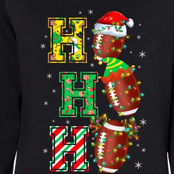 Hohoho Santa Elf Reindeer Football Balls And Christmas Lights Meaningful Gift Womens California Wash Sweatshirt