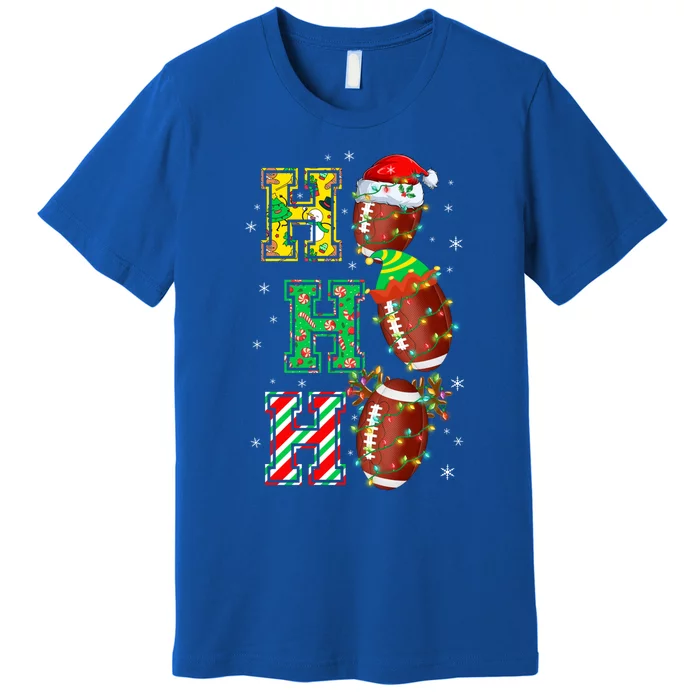 Hohoho Santa Elf Reindeer Football Balls And Christmas Lights Meaningful Gift Premium T-Shirt