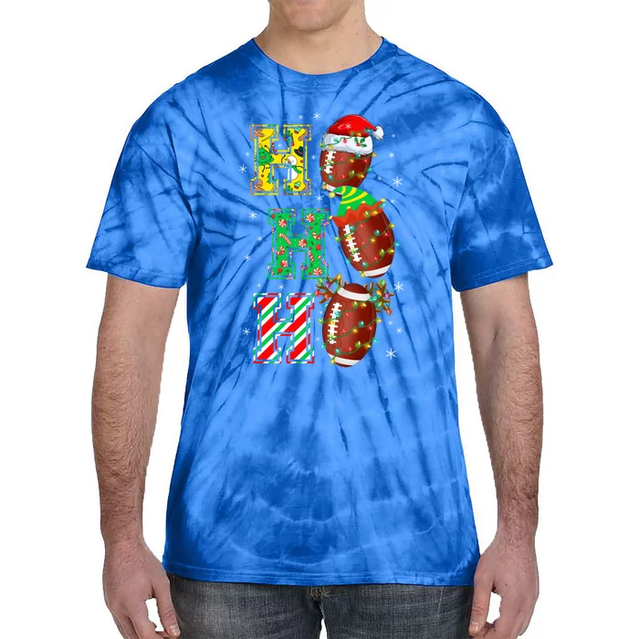 Hohoho Santa Elf Reindeer Football Balls And Christmas Lights Meaningful Gift Tie-Dye T-Shirt