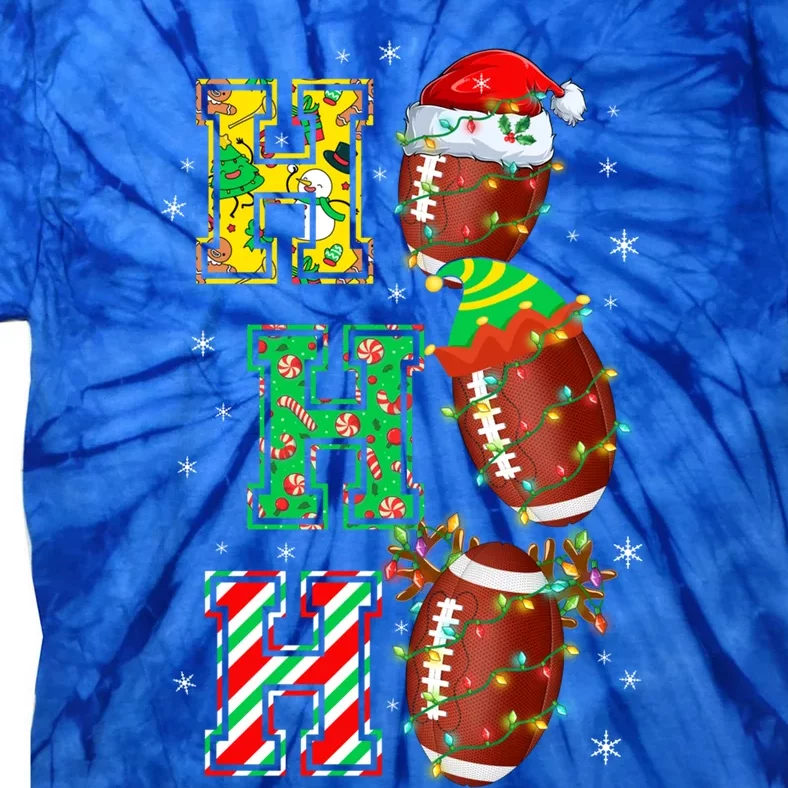 Hohoho Santa Elf Reindeer Football Balls And Christmas Lights Meaningful Gift Tie-Dye T-Shirt