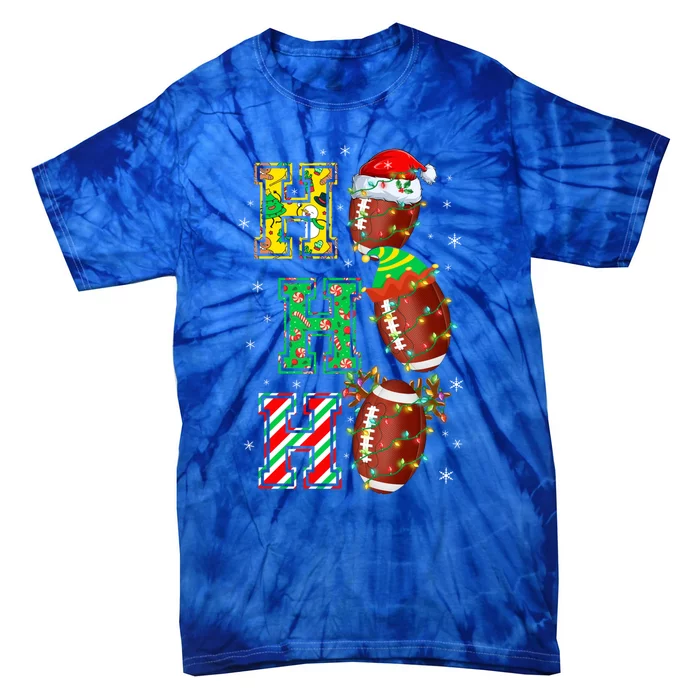 Hohoho Santa Elf Reindeer Football Balls And Christmas Lights Meaningful Gift Tie-Dye T-Shirt