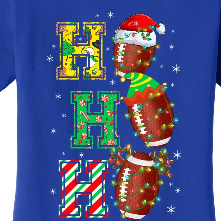 Hohoho Santa Elf Reindeer Football Balls And Christmas Lights Meaningful Gift Women's T-Shirt