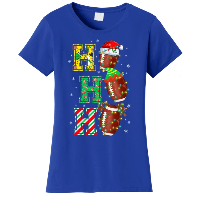 Hohoho Santa Elf Reindeer Football Balls And Christmas Lights Meaningful Gift Women's T-Shirt