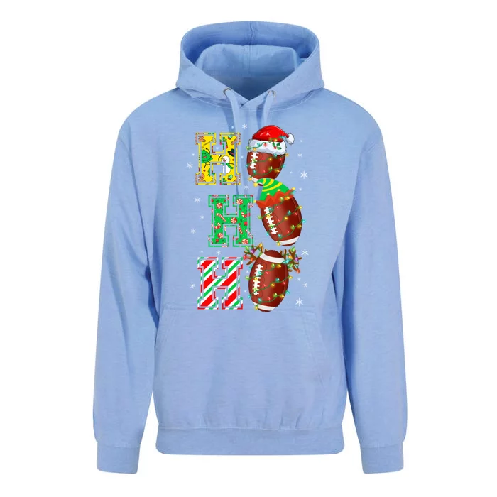 Hohoho Santa Elf Reindeer Football Balls And Christmas Lights Meaningful Gift Unisex Surf Hoodie