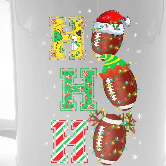 Hohoho Santa Elf Reindeer Football Balls And Christmas Lights Meaningful Gift Front & Back Beer Stein