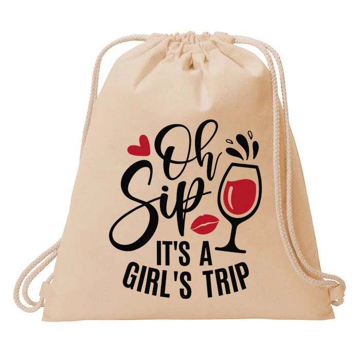 Hello Summer Family Vacation Oh Sip Its A Trip Drawstring Bag