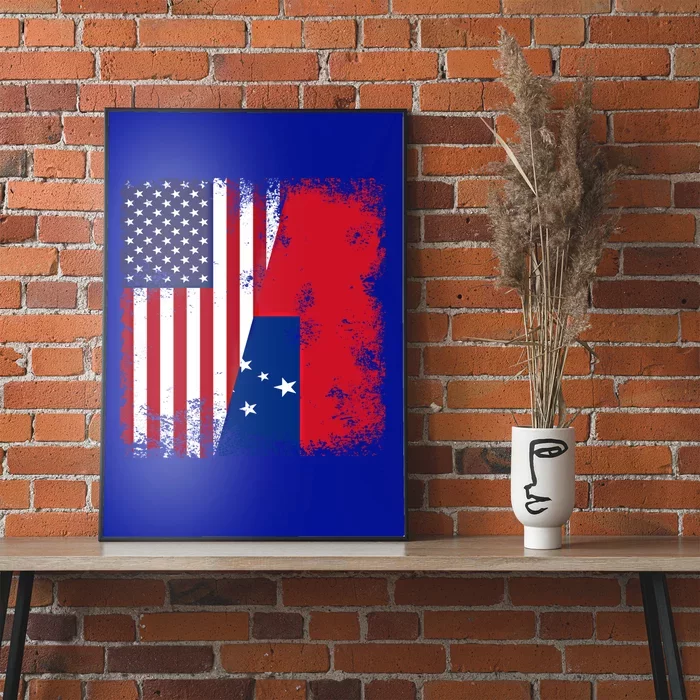 Half Samoan Flag Vintage Samoa Usa Gift Poster