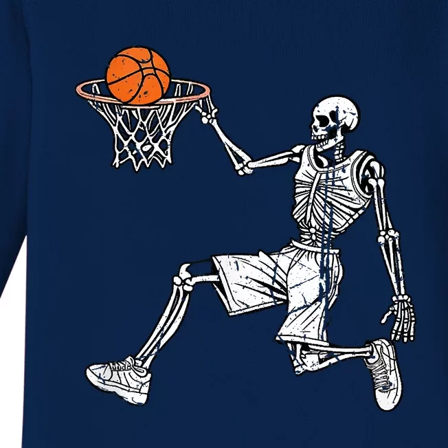 Halloween Skeleton Funny Basketball Team Custom Party Baby Long Sleeve Bodysuit