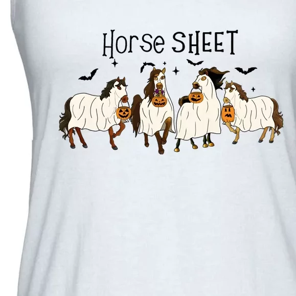 Horse Sheet Funny Halloween Horse Ghost Ghoul Ladies Essential Flowy Tank