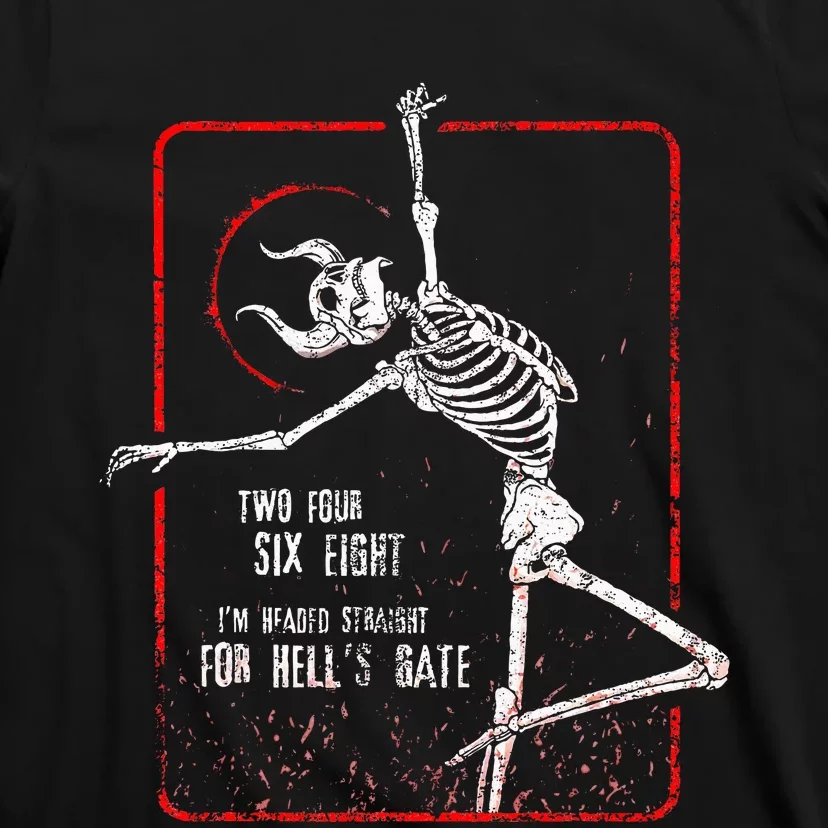 Headed Straight For Hell’S Gate Funny Red Skeleton Halloween T-Shirt