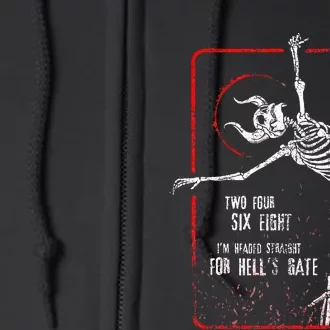 Headed Straight For Hell’S Gate Funny Red Skeleton Halloween Full Zip Hoodie