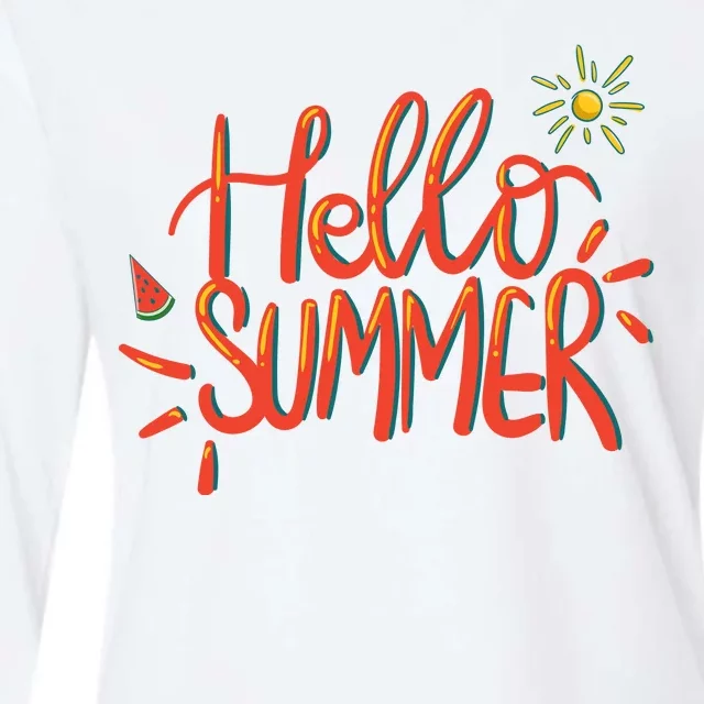 Hello Summer Fun Cute Womens Cotton Relaxed Long Sleeve T-Shirt