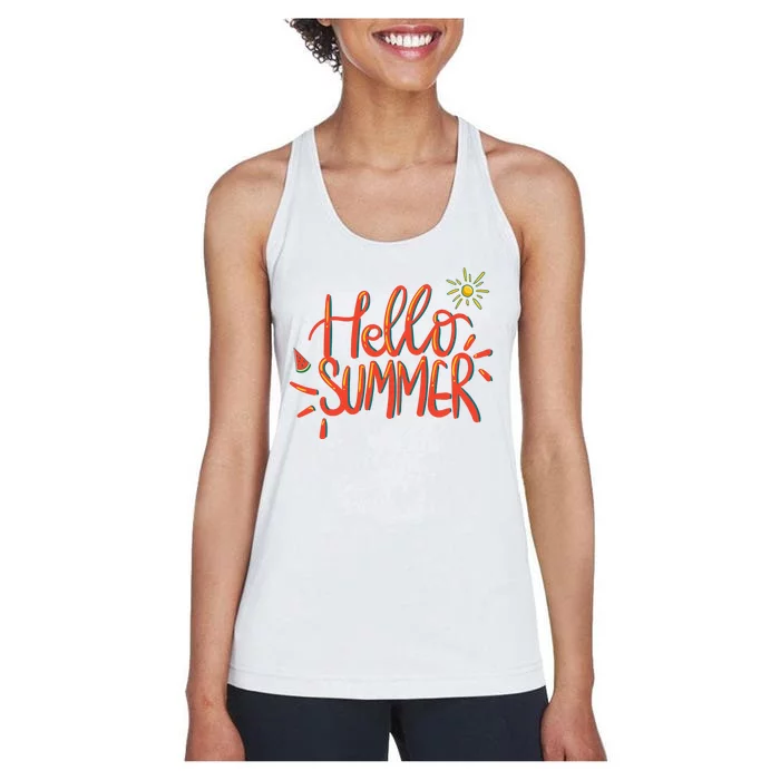 Hello Summer Fun Cute Women's Racerback Tank