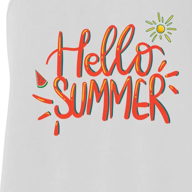 Hello Summer Fun Cute Women's Racerback Tank