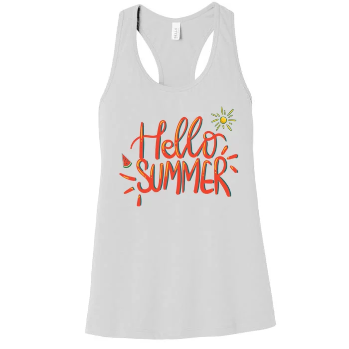 Hello Summer Fun Cute Women's Racerback Tank