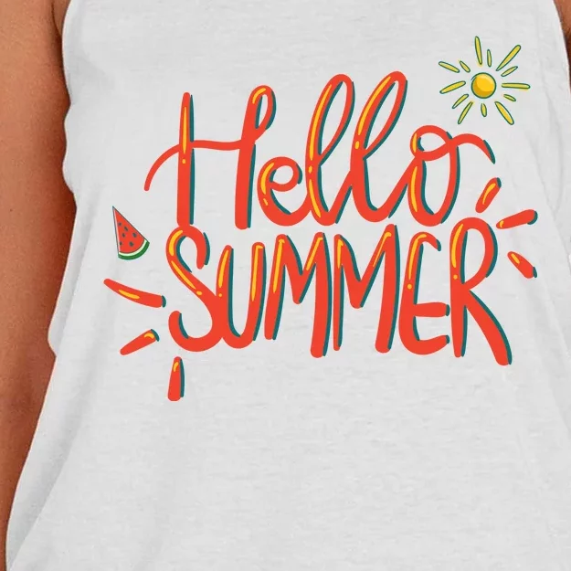 Hello Summer Fun Cute Women's Knotted Racerback Tank