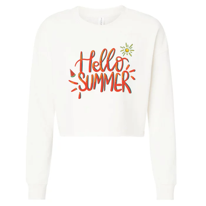 Hello Summer Fun Cute Cropped Pullover Crew