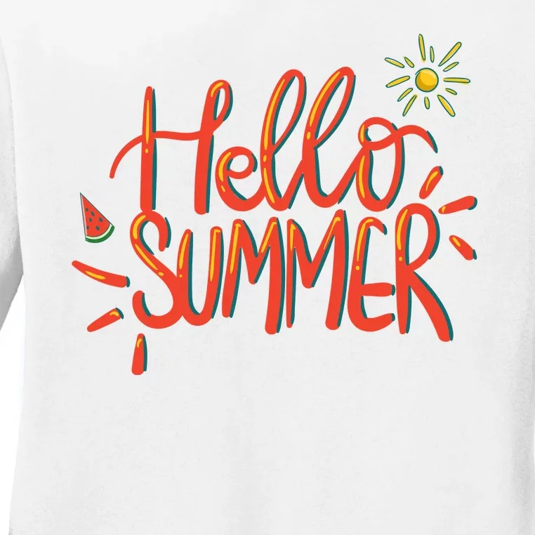 Hello Summer Fun Cute Ladies Long Sleeve Shirt