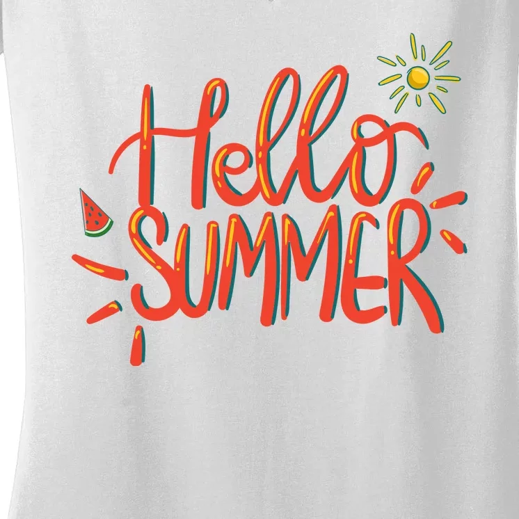 Hello Summer Fun Cute Women's V-Neck T-Shirt